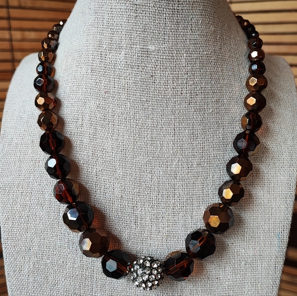 Acrylic Faceted Root Beer Citrine Molded Plastic Teardrop Necklace Unsigned EUC - Picture 12 of 12